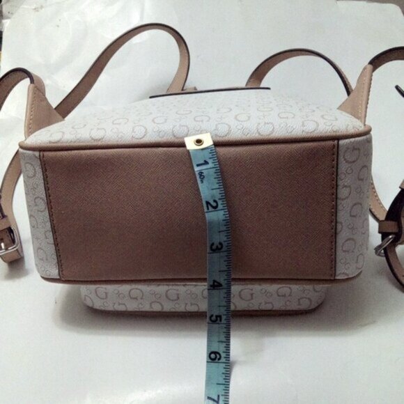 Guess Monogram Logo Mini Backpack Tan And Cream - Picture 10 of 17